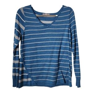 SMARTWOOL delicate knit merino wool Blue Striped sweater size S‎